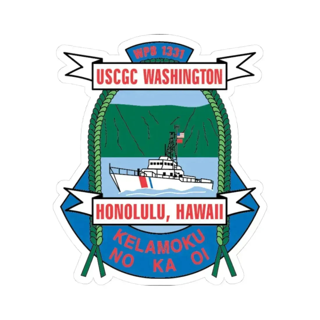USCGC Washington WPB 1331 Honolulu Hawaii (U.S. Coast Guard) STICKER Vinyl Kiss-Cut Decal 3 Inch White - The Sticker Space