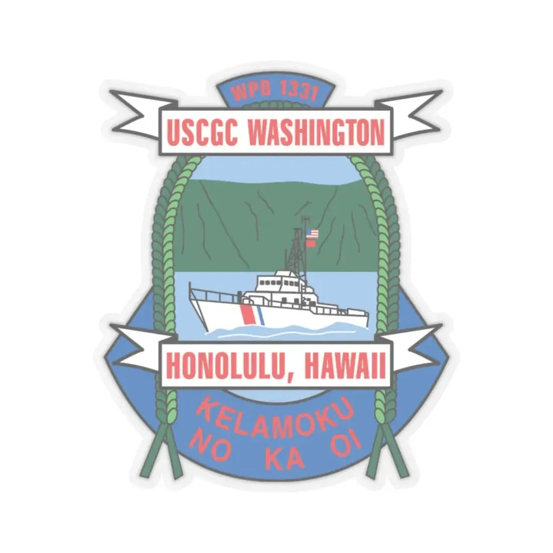 USCGC Washington WPB 1331 Honolulu Hawaii (U.S. Coast Guard) STICKER Vinyl Kiss-Cut Decal 4 Inch Transparent - The Sticker Space