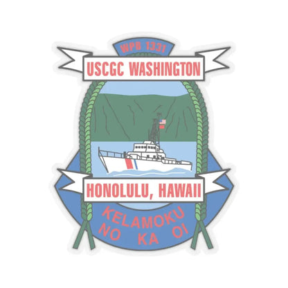 USCGC Washington WPB 1331 Honolulu Hawaii (U.S. Coast Guard) STICKER Vinyl Kiss-Cut Decal 4 Inch Transparent - The Sticker Space