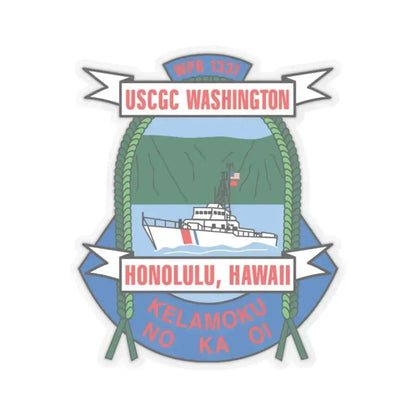 USCGC Washington WPB 1331 Honolulu Hawaii (U.S. Coast Guard) STICKER Vinyl Kiss-Cut Decal 4 Inch Transparent - The Sticker Space