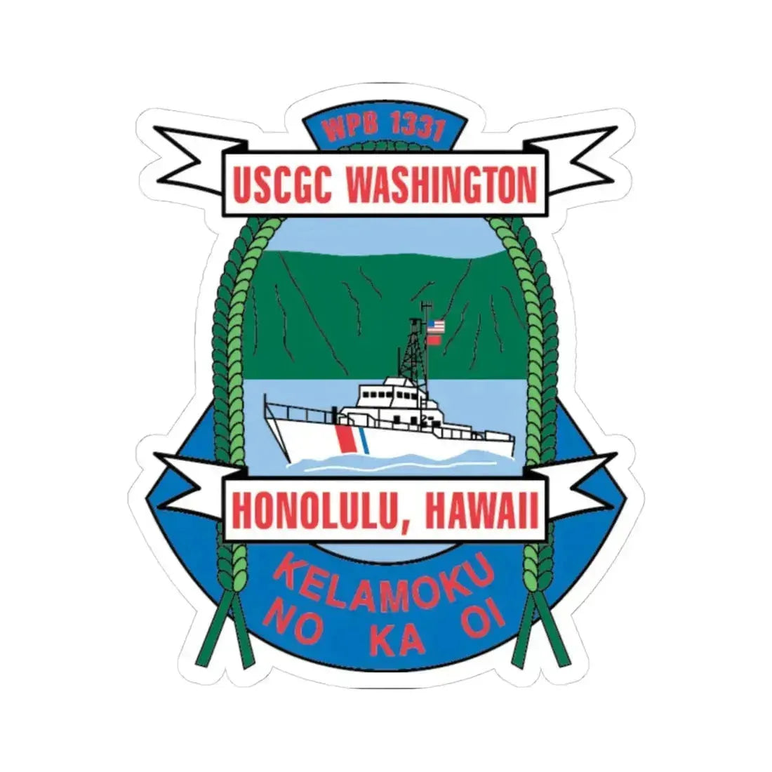 USCGC Washington WPB 1331 Honolulu Hawaii (U.S. Coast Guard) STICKER Vinyl Kiss-Cut Decal 4 Inch White - The Sticker Space