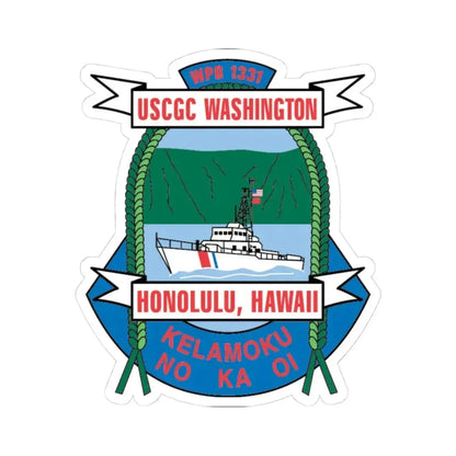 USCGC Washington WPB 1331 Honolulu Hawaii (U.S. Coast Guard) STICKER Vinyl Kiss-Cut Decal 4 Inch White - The Sticker Space
