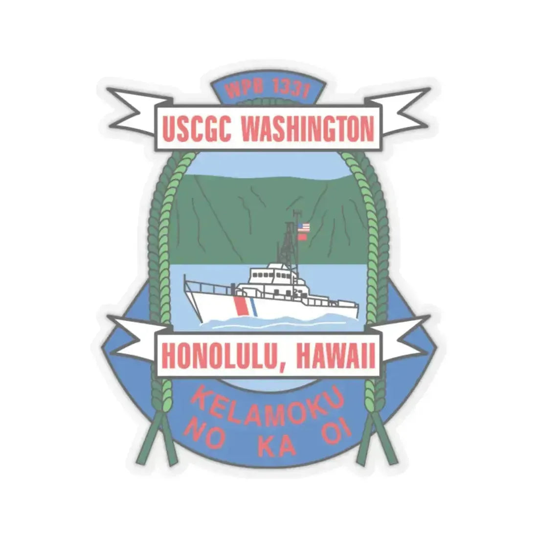 USCGC Washington WPB 1331 Honolulu Hawaii (U.S. Coast Guard) STICKER Vinyl Kiss-Cut Decal 6 Inch Transparent - The Sticker Space