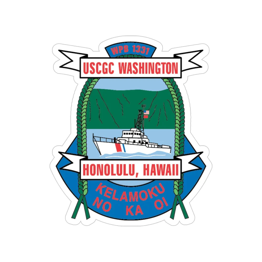 USCGC Washington WPB 1331 Honolulu Hawaii (U.S. Coast Guard) Transparent STICKER Die-Cut Vinyl Decal 5 Inch - The Sticker Space