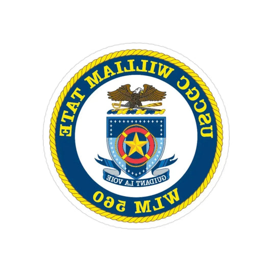 USCGC William Tate WLM 560 (U.S. Coast Guard) REVERSE PRINT Transparent Die-Cut STICKER 2 Inch Die-Cut Transparent - The Sticker Space