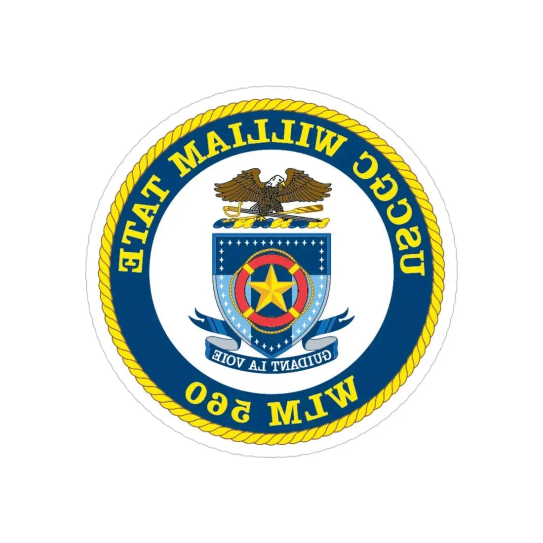 USCGC William Tate WLM 560 (U.S. Coast Guard) REVERSE PRINT Transparent Die-Cut STICKER 3 Inch Die-Cut Transparent - The Sticker Space