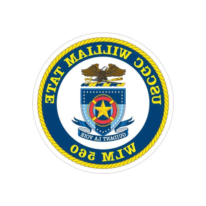 USCGC William Tate WLM 560 (U.S. Coast Guard) REVERSE PRINT Transparent Die-Cut STICKER 4 Inch Die-Cut Transparent - The Sticker Space