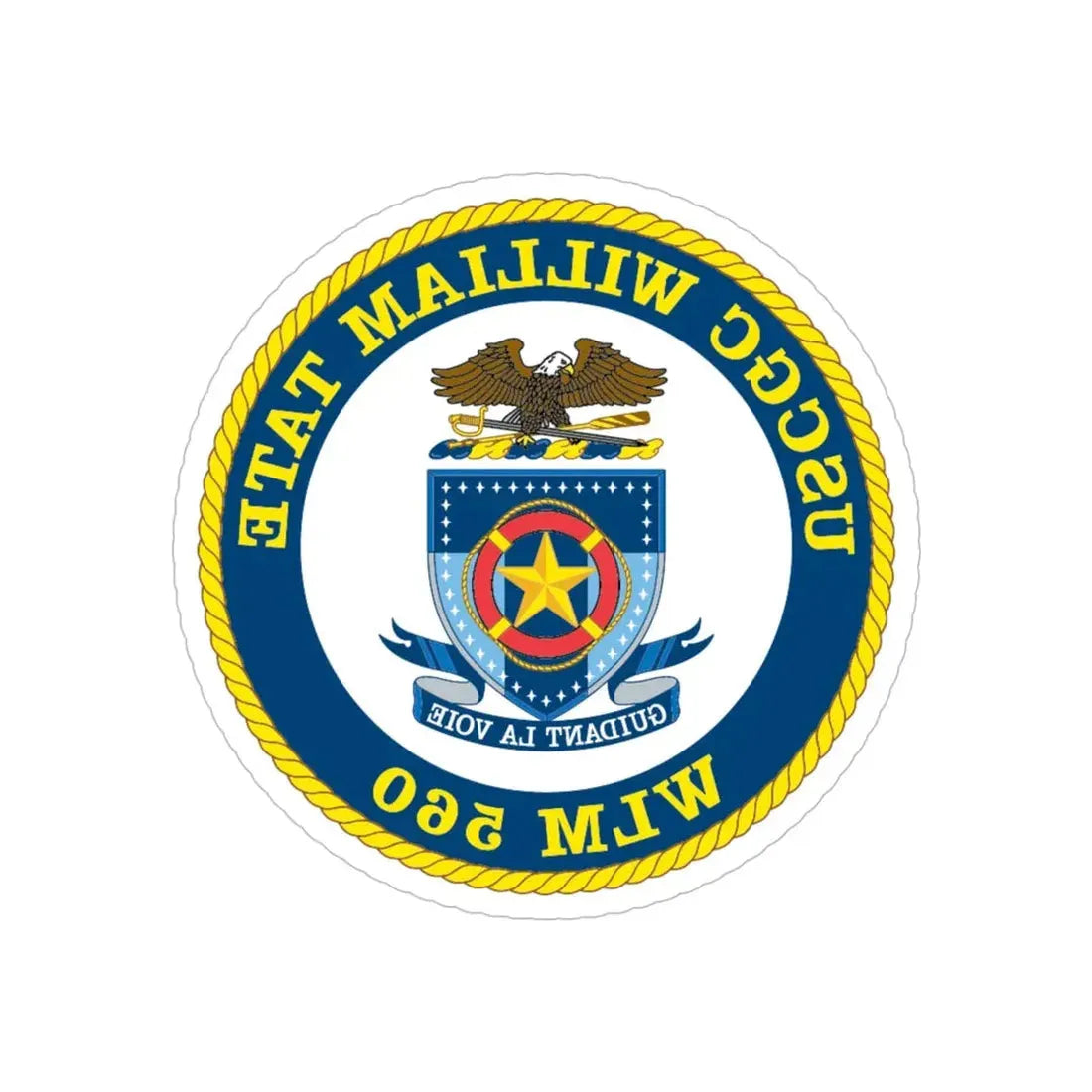 USCGC William Tate WLM 560 (U.S. Coast Guard) REVERSE PRINT Transparent Die-Cut STICKER 5 Inch Die-Cut Transparent - The Sticker Space