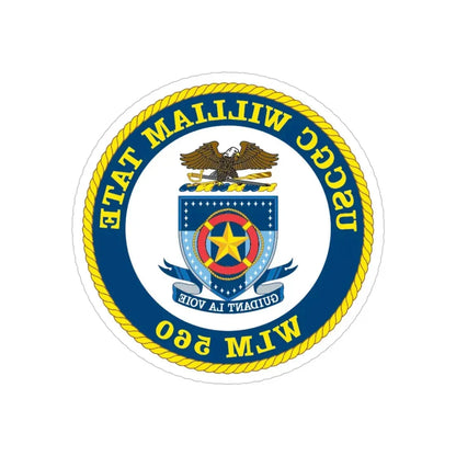 USCGC William Tate WLM 560 (U.S. Coast Guard) REVERSE PRINT Transparent Die-Cut STICKER 5 Inch Die-Cut Transparent - The Sticker Space
