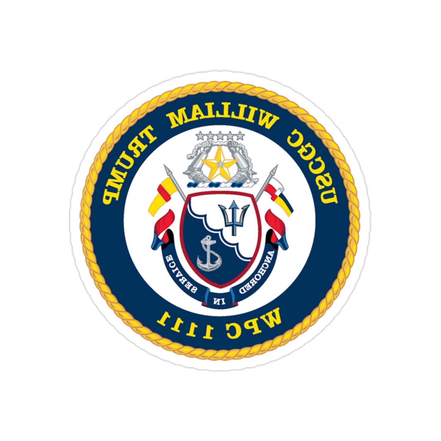 USCGC William Trump WPC 1111 (U.S. Coast Guard) REVERSE PRINT Transparent STICKER-2" × 2"-The Sticker Space