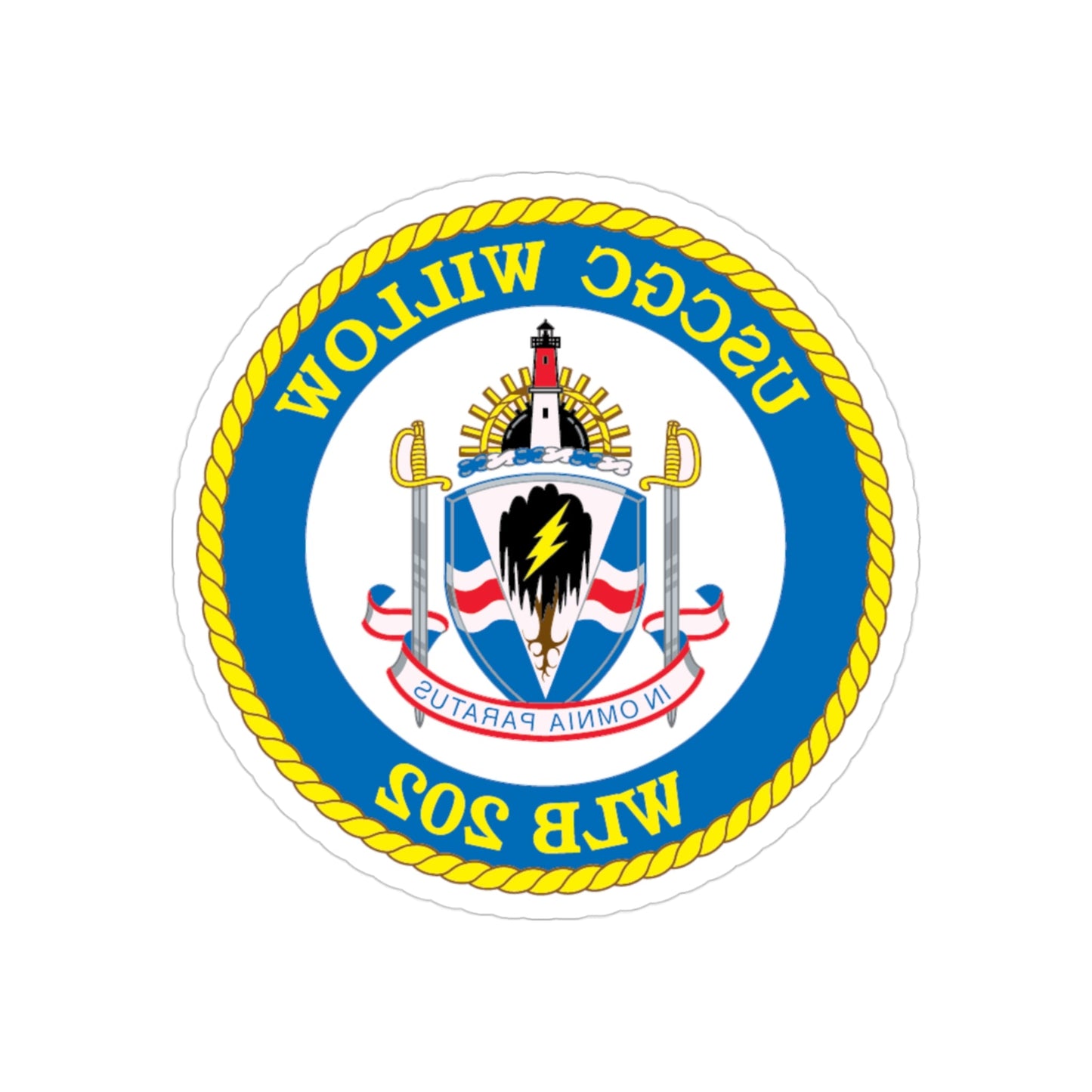 USCGC Willow WLB 202 (U.S. Coast Guard) REVERSE PRINT Transparent STICKER-3" × 3"-The Sticker Space