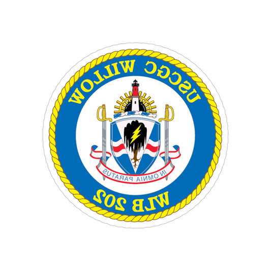 USCGC Willow WLB 202 (U.S. Coast Guard) REVERSE PRINT Transparent STICKER-6" × 6"-The Sticker Space