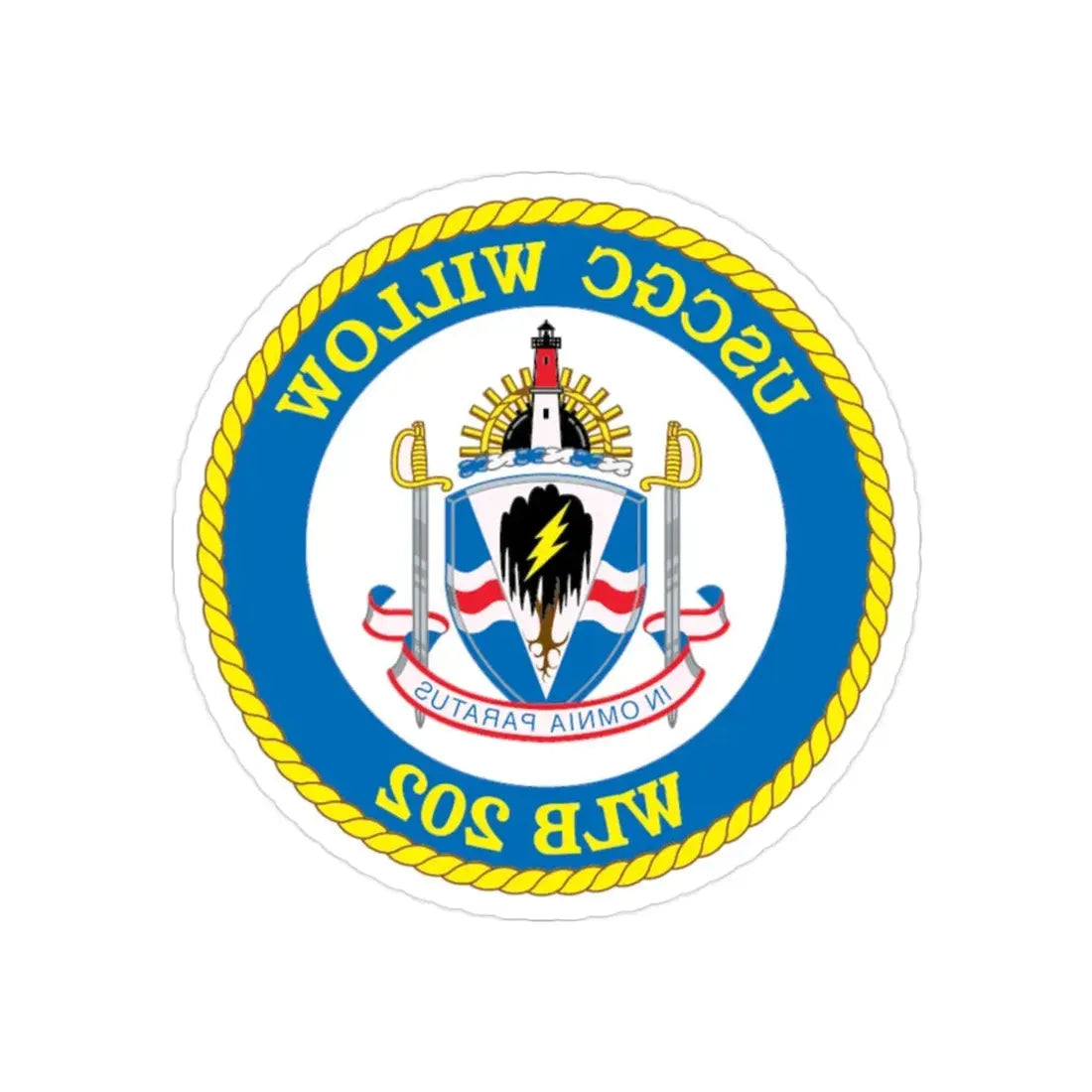 USCGC Willow WLB 202 (U.S. Coast Guard) REVERSE PRINT Transparent Die-Cut STICKER 2 Inch Die-Cut Transparent - The Sticker Space