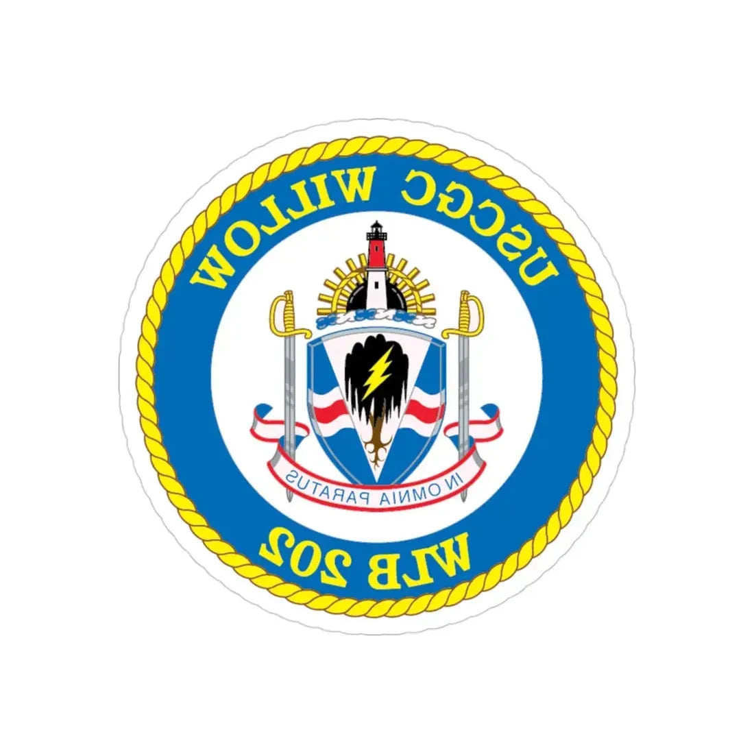 USCGC Willow WLB 202 (U.S. Coast Guard) REVERSE PRINT Transparent Die-Cut STICKER 3 Inch Die-Cut Transparent - The Sticker Space