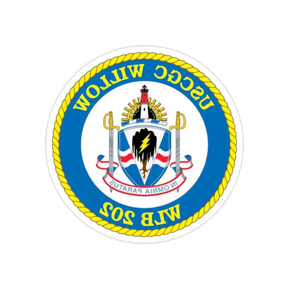 USCGC Willow WLB 202 (U.S. Coast Guard) REVERSE PRINT Transparent Die-Cut STICKER 4 Inch Die-Cut Transparent - The Sticker Space