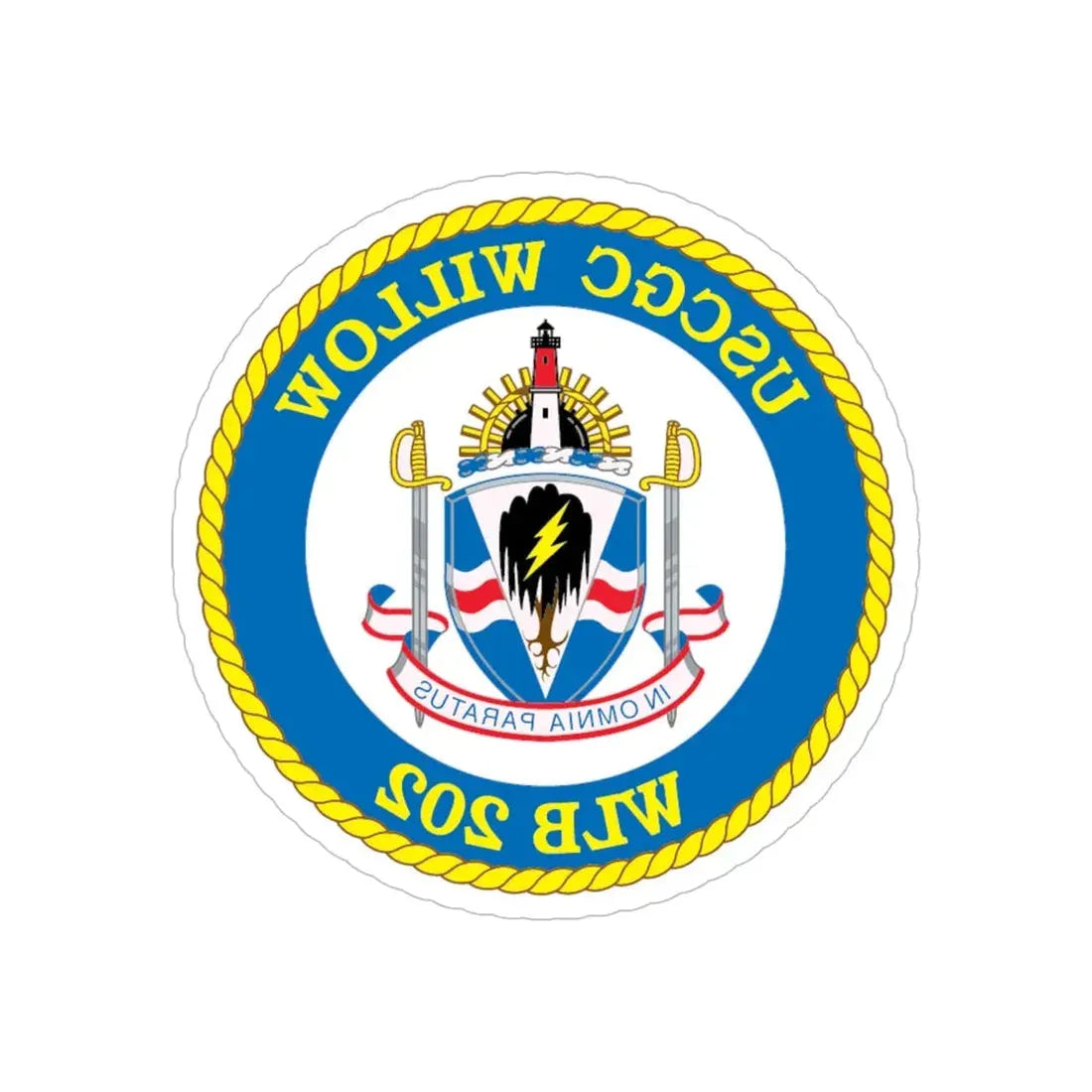 USCGC Willow WLB 202 (U.S. Coast Guard) REVERSE PRINT Transparent Die-Cut STICKER 6 Inch Die-Cut Transparent - The Sticker Space