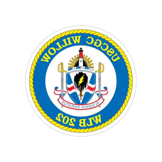 USCGC Willow WLB 202 (U.S. Coast Guard) REVERSE PRINT Transparent Die-Cut STICKER 6 Inch Die-Cut Transparent - The Sticker Space