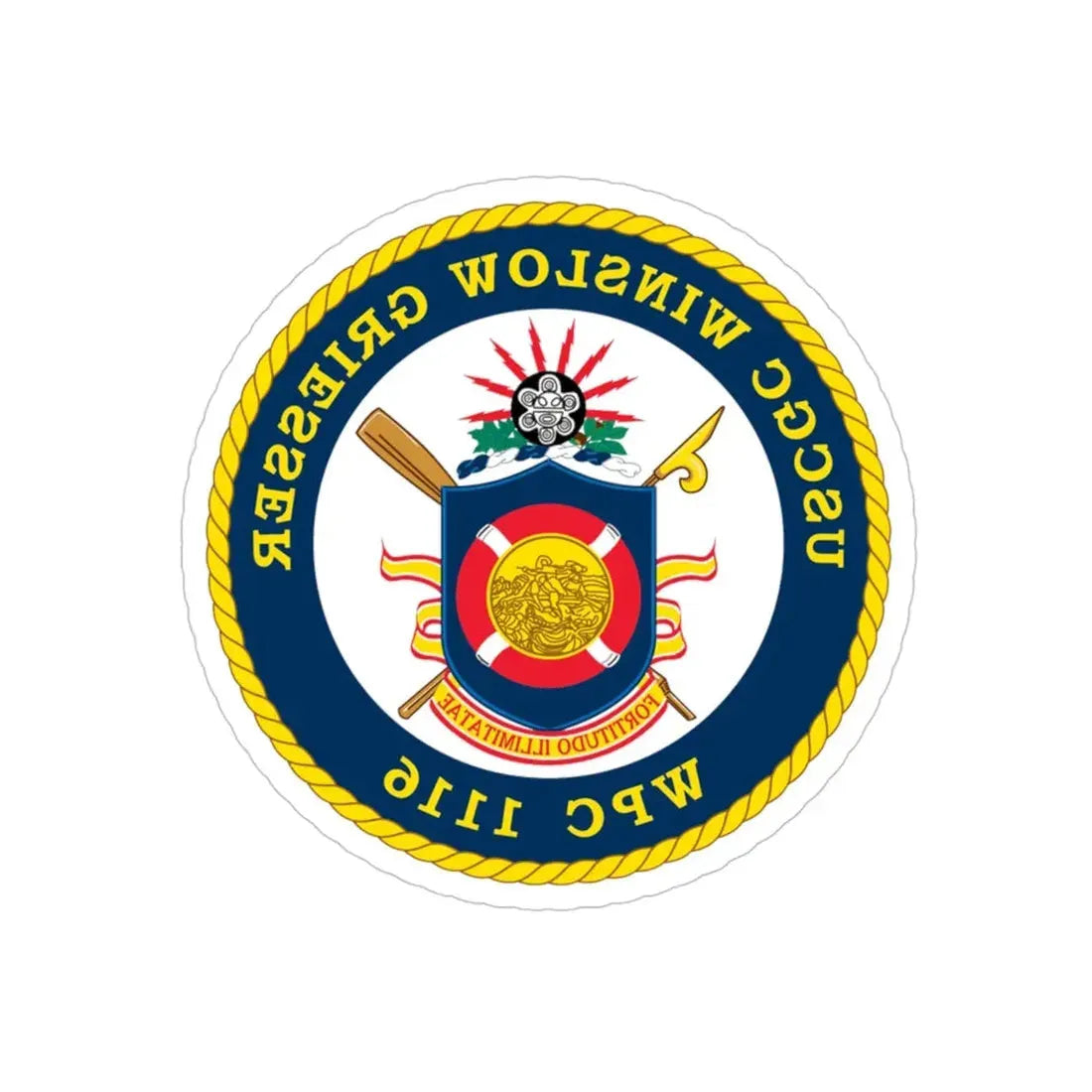 USCGC Winslow Griesser (U.S. Coast Guard) REVERSE PRINT Transparent Die-Cut STICKER 4 Inch Die-Cut Transparent - The Sticker Space