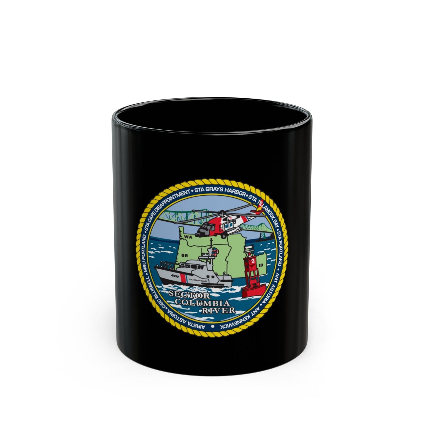 USCGS Columbia River (U.S. Coast Guard) Black Coffee Mug-11oz-The Sticker Space