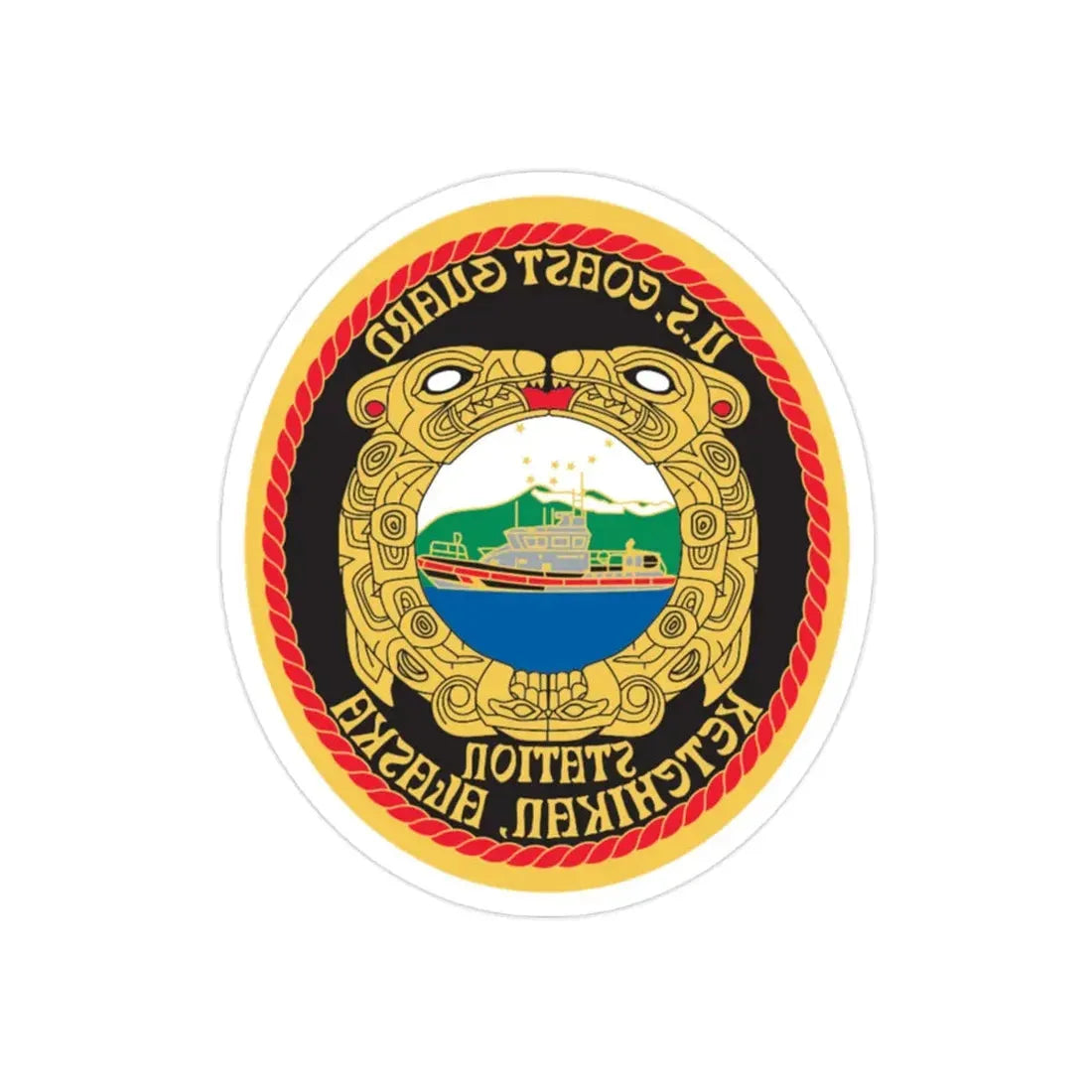 USCGS Ketchikan (U.S. Coast Guard) REVERSE PRINT Transparent Die-Cut STICKER 2 Inch Die-Cut Transparent - The Sticker Space