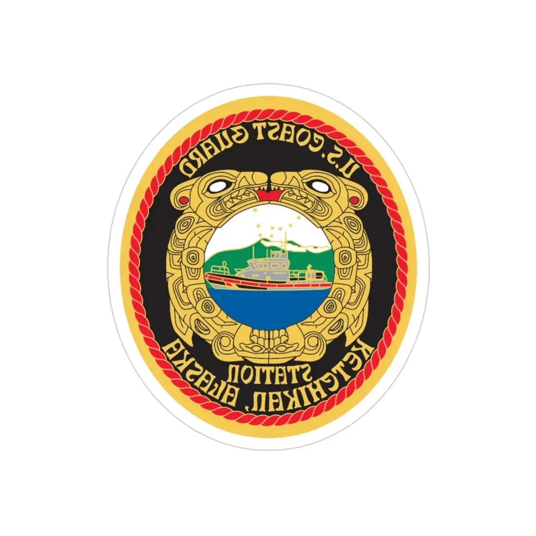 USCGS Ketchikan (U.S. Coast Guard) REVERSE PRINT Transparent Die-Cut STICKER 3 Inch Die-Cut Transparent - The Sticker Space