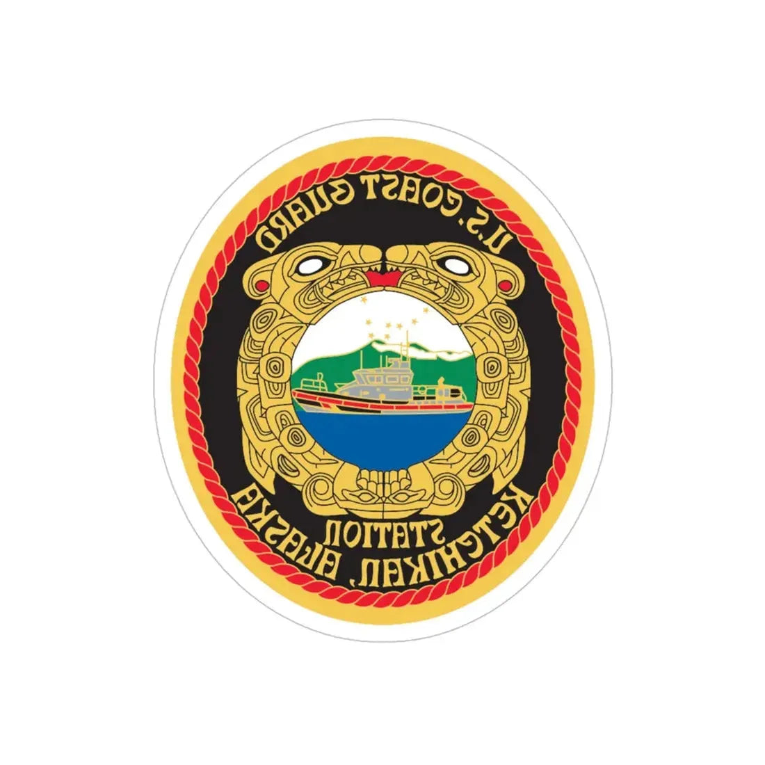 USCGS Ketchikan (U.S. Coast Guard) REVERSE PRINT Transparent Die-Cut STICKER 4 Inch Die-Cut Transparent - The Sticker Space