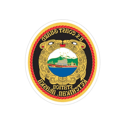 USCGS Ketchikan (U.S. Coast Guard) REVERSE PRINT Transparent Die-Cut STICKER 4 Inch Die-Cut Transparent - The Sticker Space