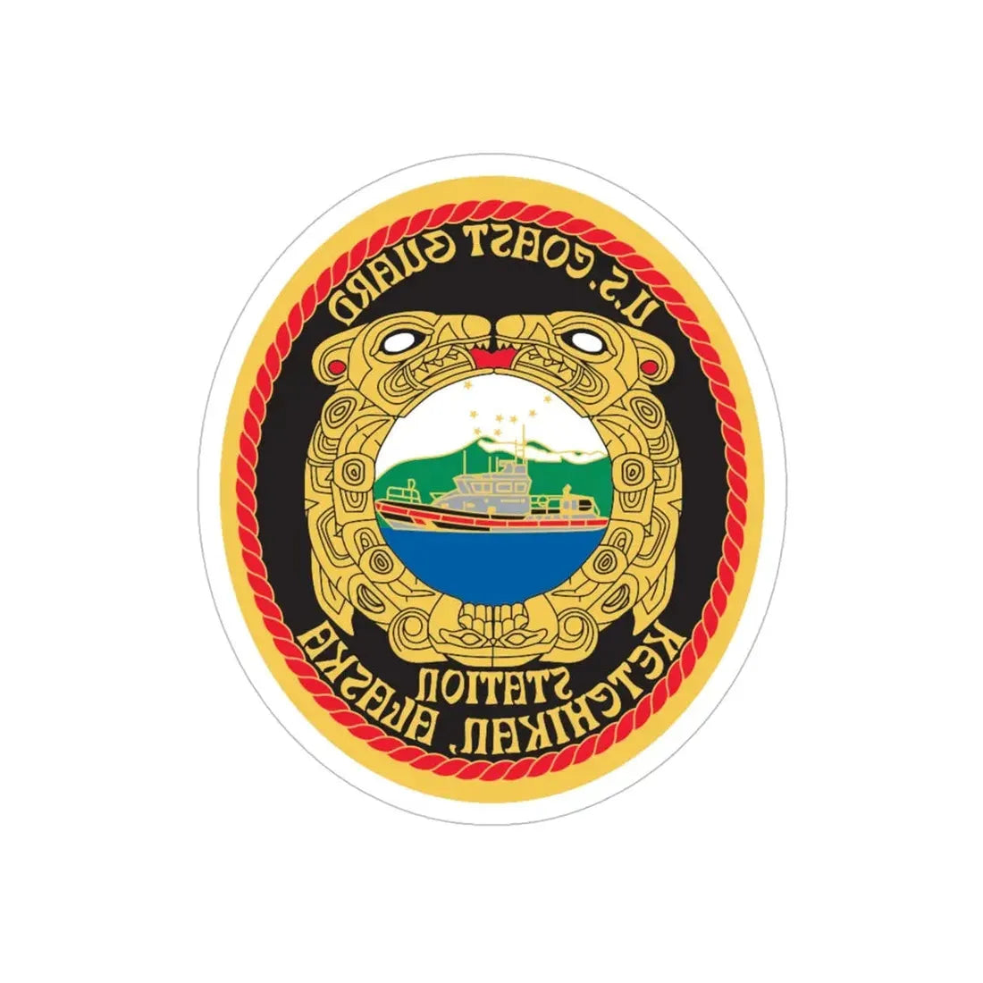 USCGS Ketchikan (U.S. Coast Guard) REVERSE PRINT Transparent Die-Cut STICKER 6 Inch Die-Cut Transparent - The Sticker Space