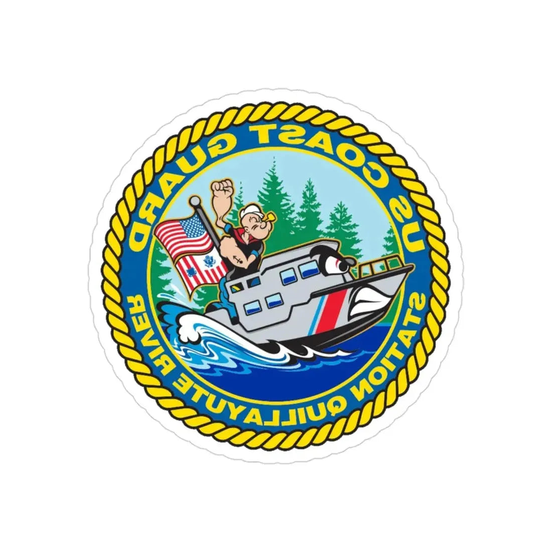 USCGS Quillayute River (U.S. Coast Guard) REVERSE PRINT Transparent Die-Cut STICKER 3 Inch Die-Cut Transparent - The Sticker Space
