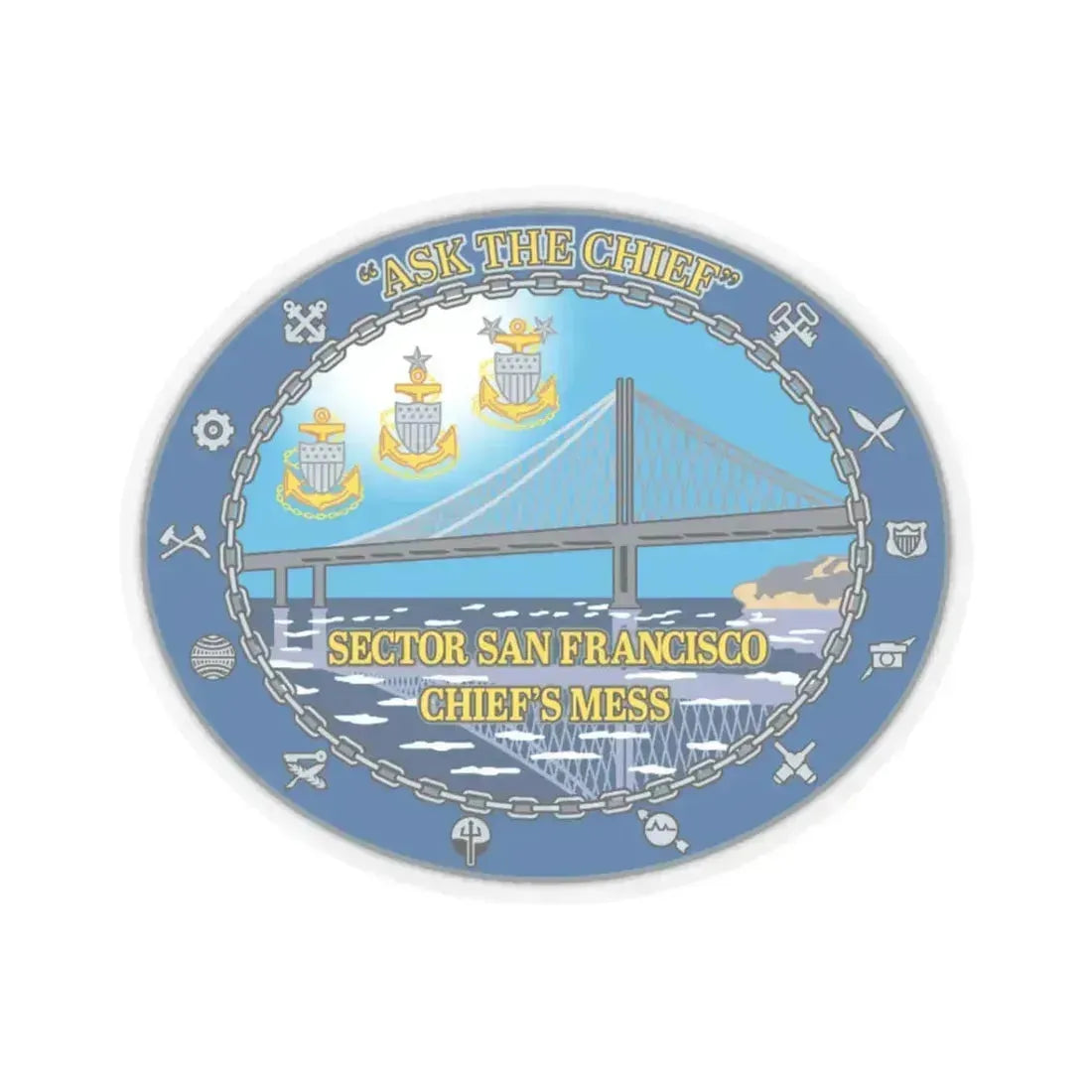 USCGS San Francisco Ask The Chief (U.S. Coast Guard) STICKER Vinyl Kiss-Cut Decal 3 Inch Transparent - The Sticker Space