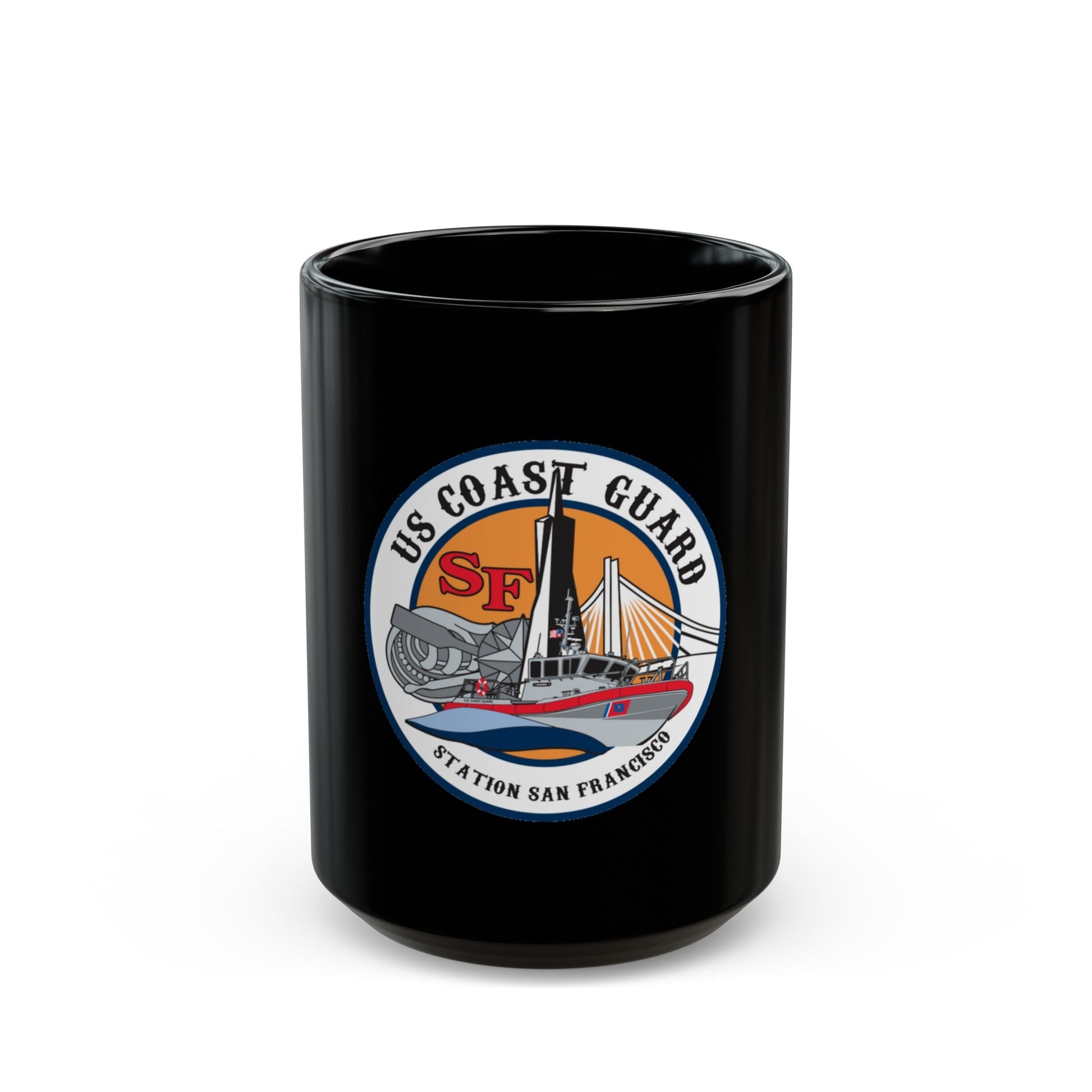 USCGS San Francisco Station (U.S. Coast Guard) Black Coffee Mug-15oz-The Sticker Space