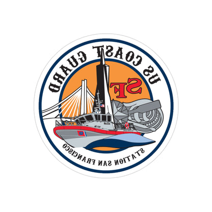 USCGS San Francisco Station (U.S. Coast Guard) REVERSE PRINT Transparent STICKER-3 Inch-The Sticker Space