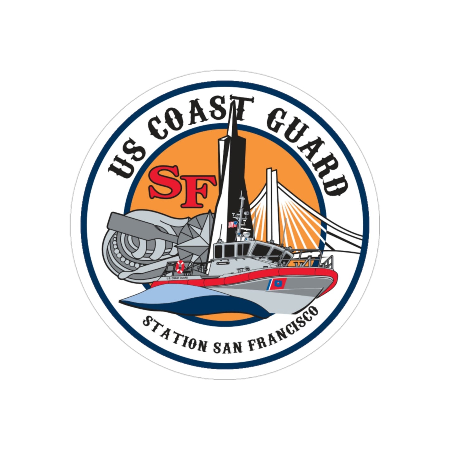 USCGS San Francisco Station (U.S. Coast Guard) Transparent STICKER Die-Cut Vinyl Decal-3 Inch-The Sticker Space