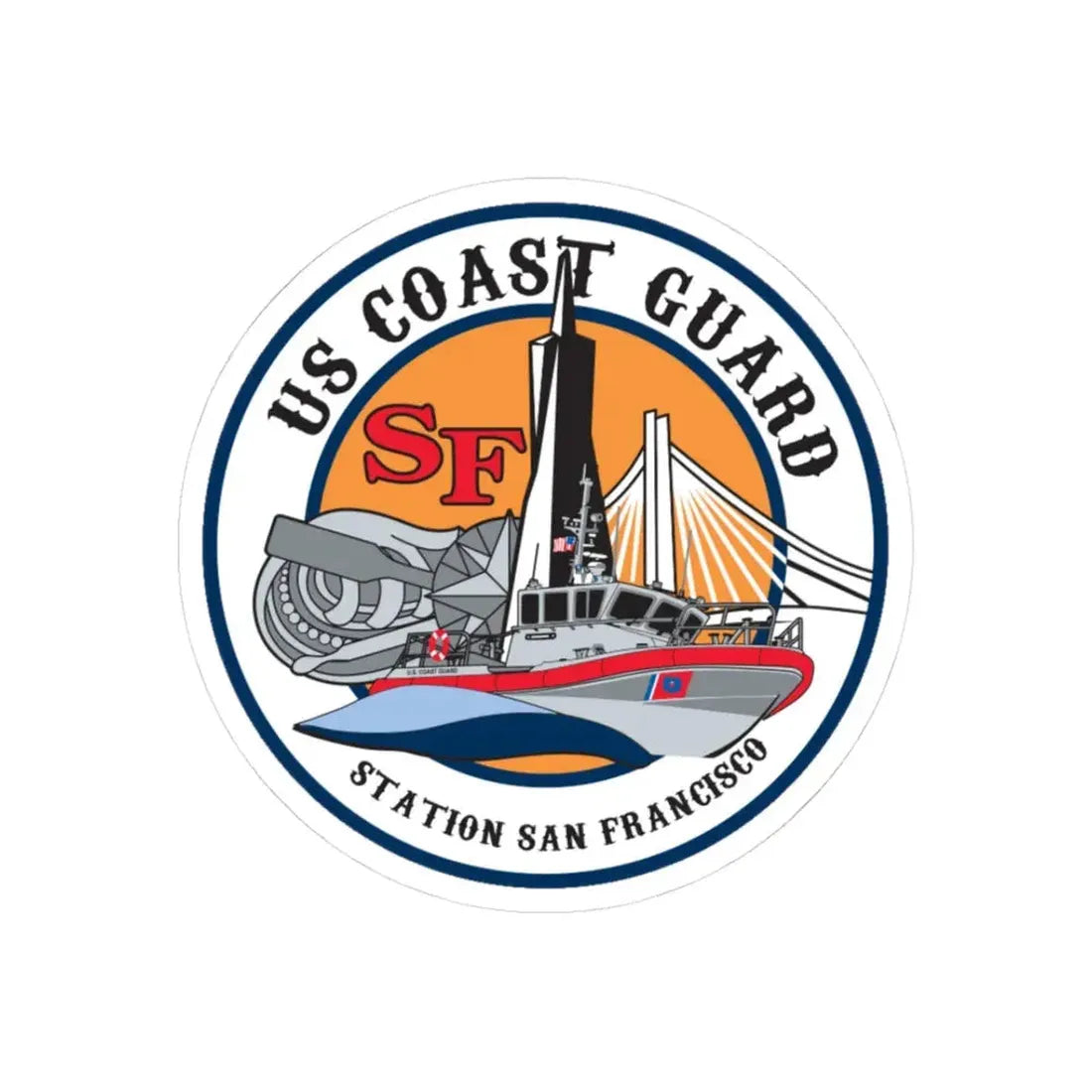 USCGS San Francisco Station (U.S. Coast Guard) STICKER Vinyl Kiss-Cut Decal 3 Inch White - The Sticker Space