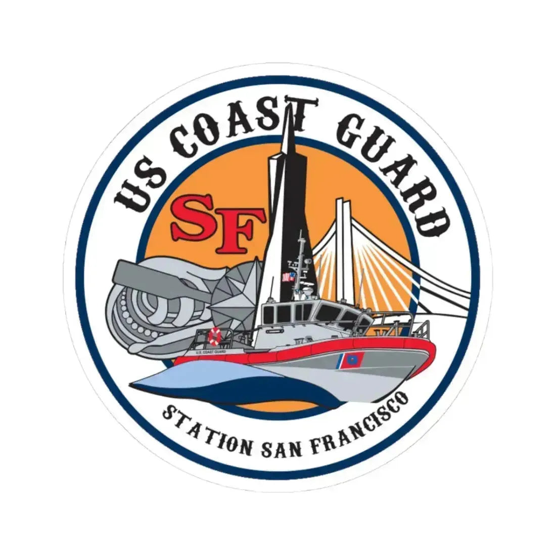 USCGS San Francisco Station (U.S. Coast Guard) STICKER Vinyl Kiss-Cut Decal 3 Inch White - The Sticker Space
