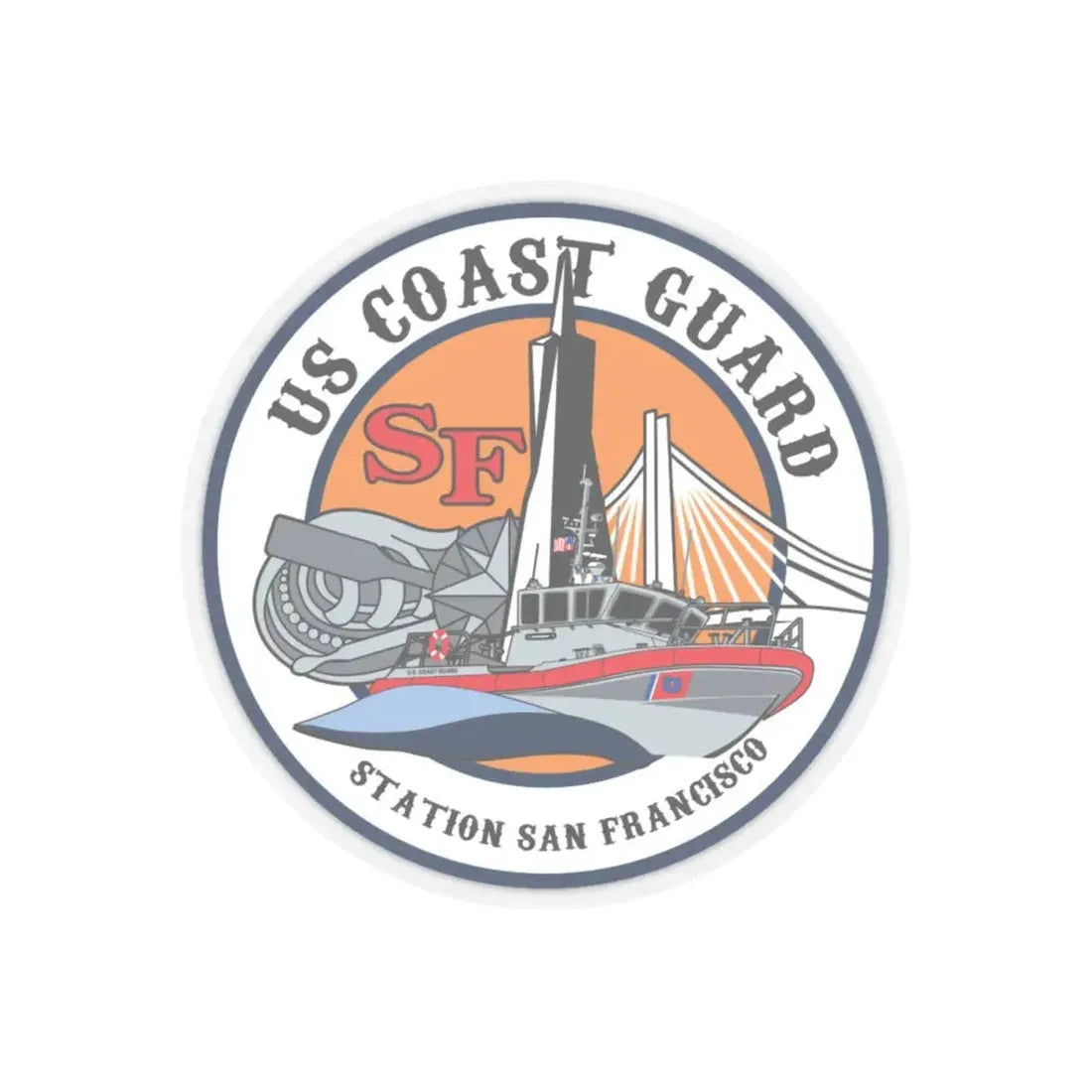 USCGS San Francisco Station (U.S. Coast Guard) STICKER Vinyl Kiss-Cut Decal 4 Inch Transparent - The Sticker Space