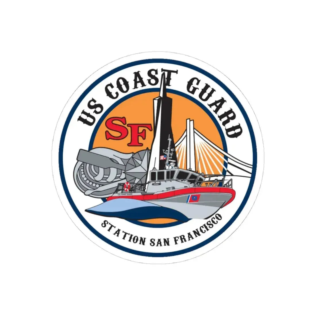 USCGS San Francisco Station (U.S. Coast Guard) STICKER Vinyl Kiss-Cut Decal 4 Inch White - The Sticker Space