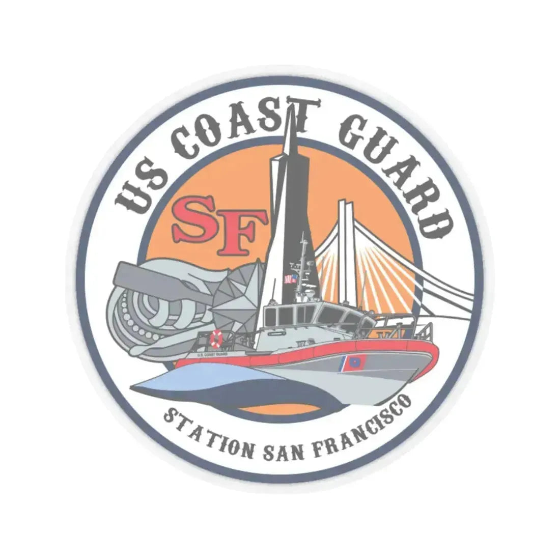 USCGS San Francisco Station (U.S. Coast Guard) STICKER Vinyl Kiss-Cut Decal 6 Inch Transparent - The Sticker Space