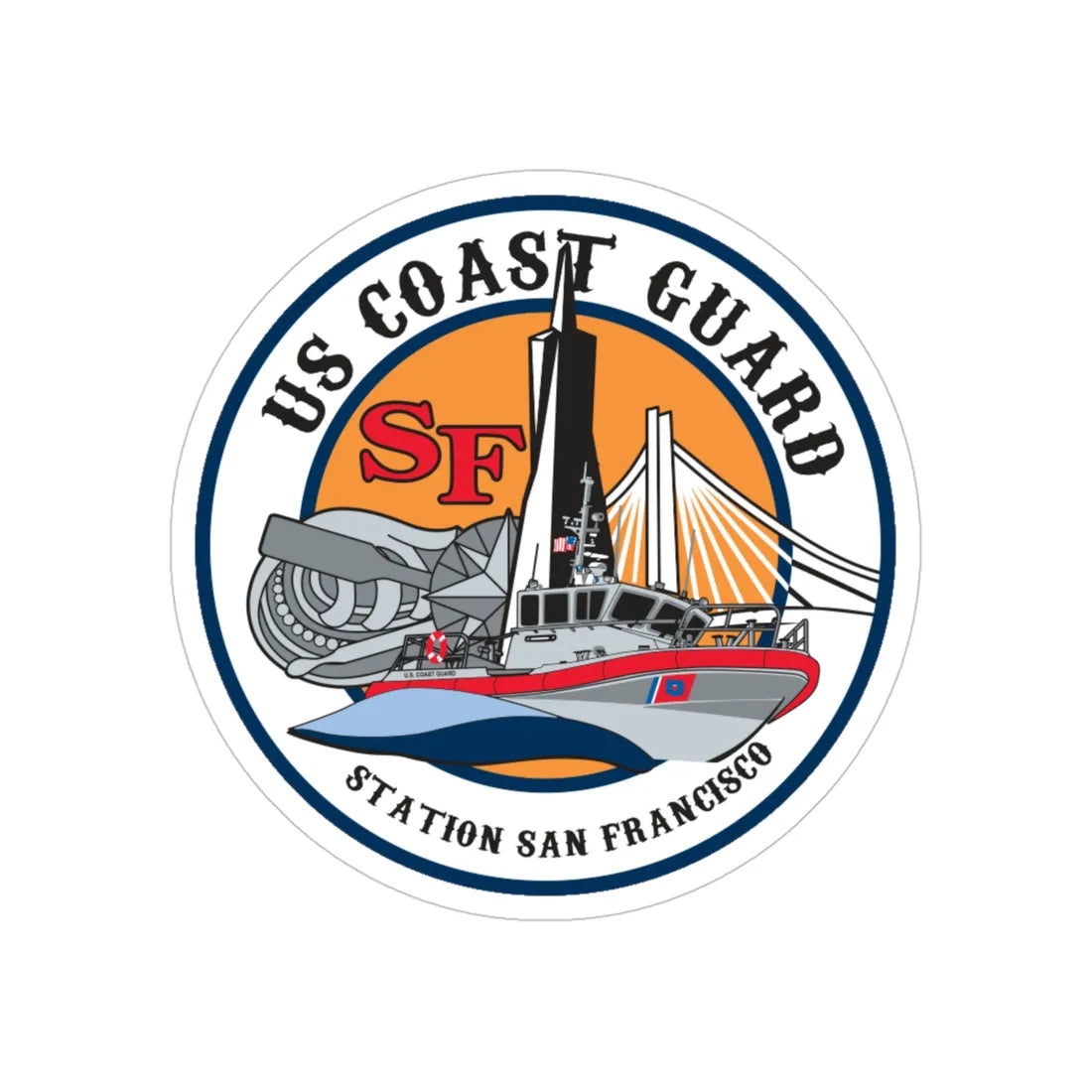USCGS San Francisco Station (U.S. Coast Guard) Transparent STICKER Die-Cut Vinyl Decal 4 Inch - The Sticker Space
