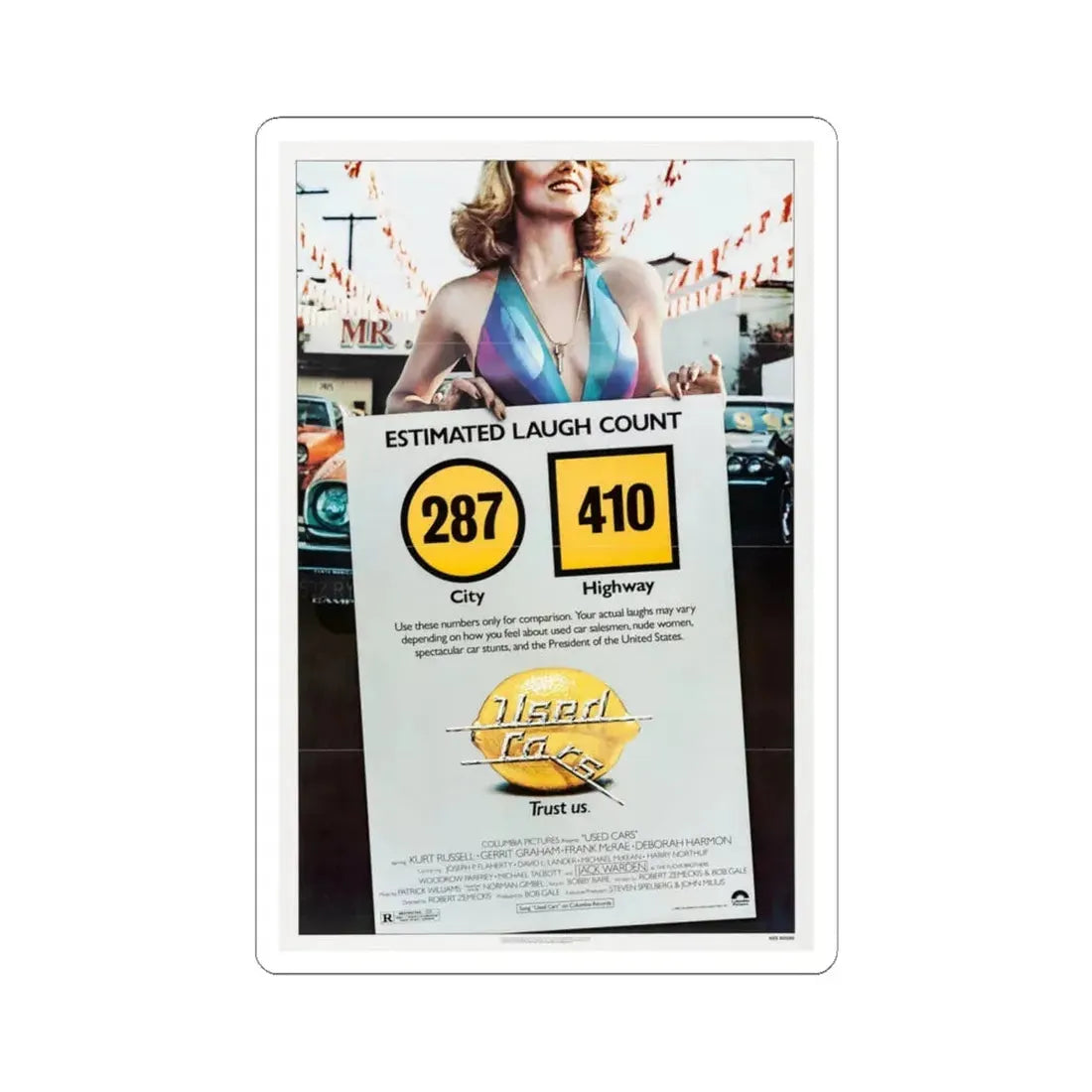 Used Cars 1980 Movie Poster - STICKER Vinyl Kiss-Cut Decal 6 Inch White - The Sticker Space