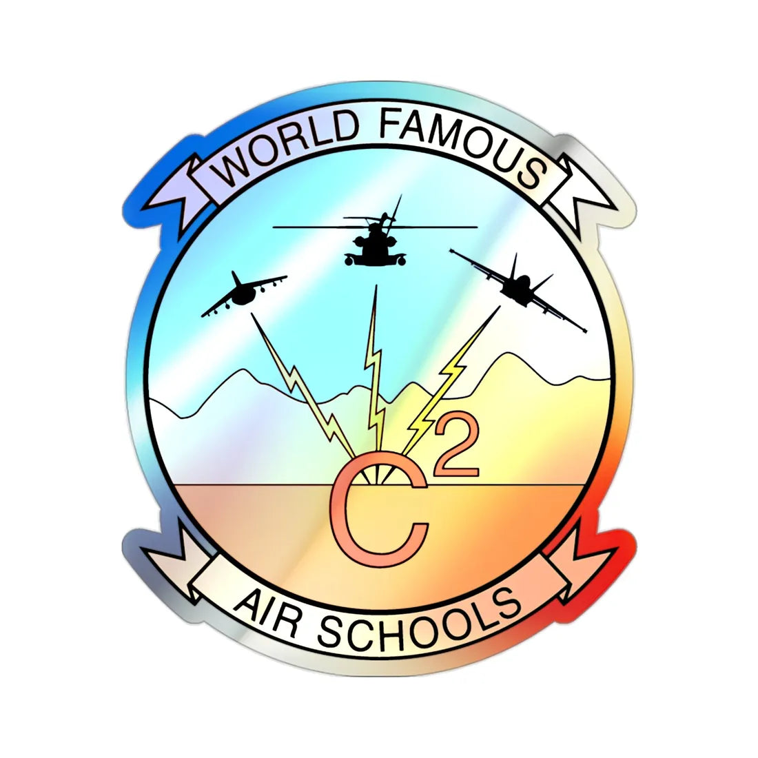 USMC Air Schools (USMC) Holographic STICKER Die-Cut Vinyl Decal 2 Inch Holographic - The Sticker Space