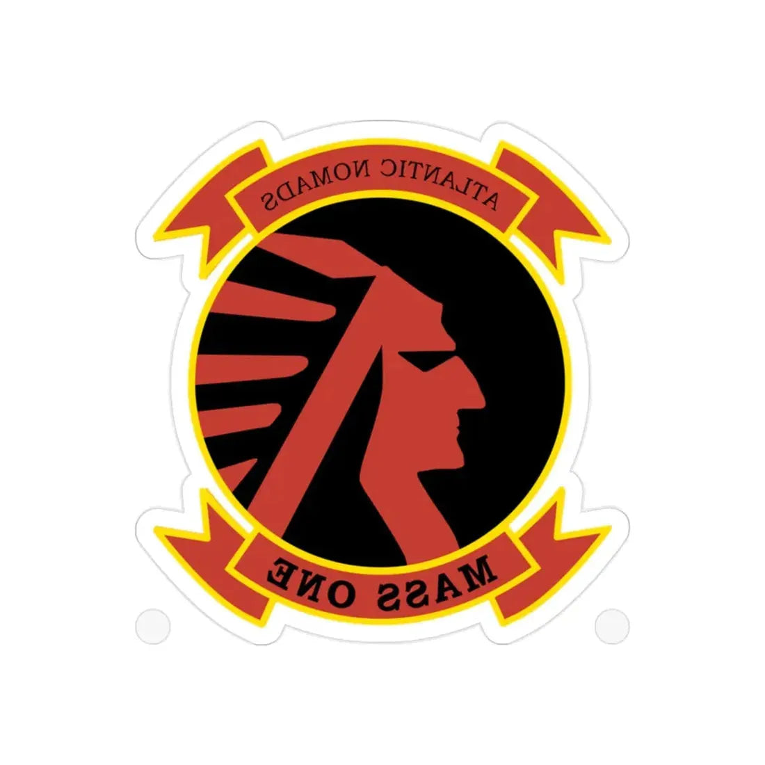 USMC Atlantic Nomads Mass One (USMC) REVERSE PRINT Transparent Die-Cut STICKER 2 Inch Die-Cut Transparent - The Sticker Space