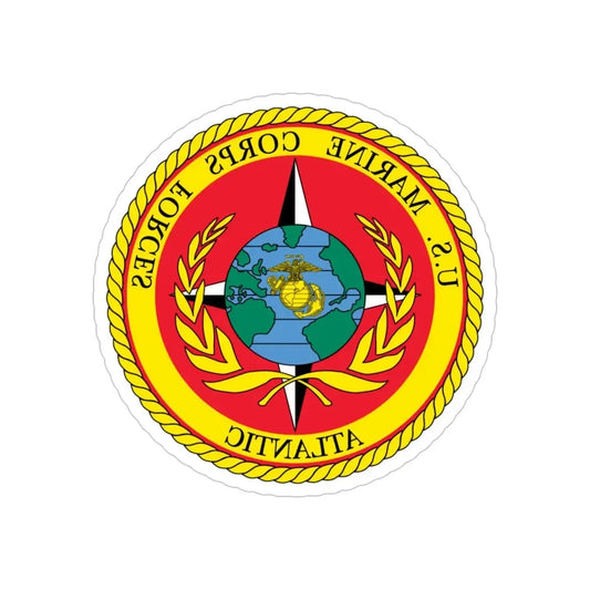 USMC Forces Atlantic (USMC) REVERSE PRINT Transparent Die-Cut STICKER 6 Inch Die-Cut Transparent - The Sticker Space