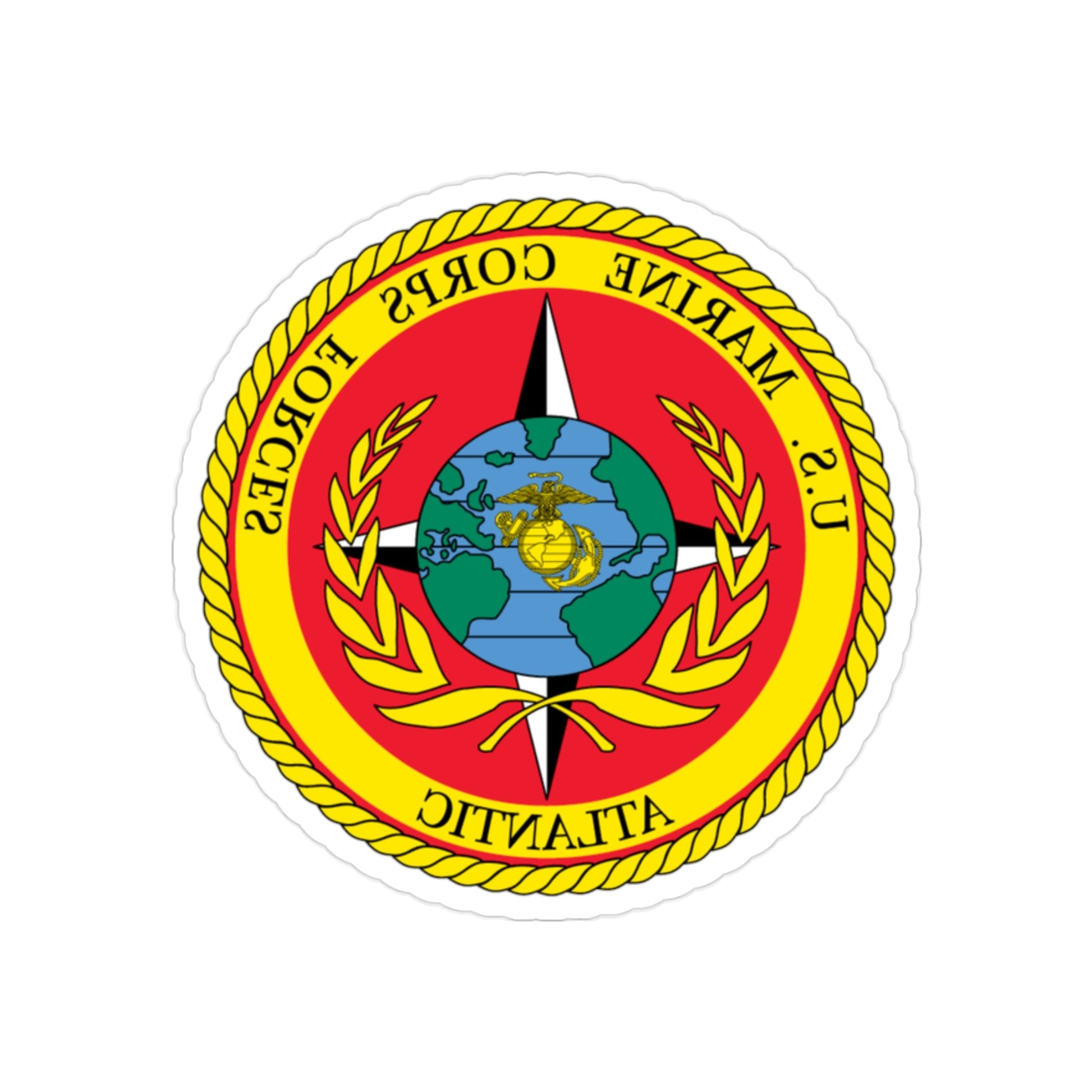 USMC Forces Atlantic (USMC) REVERSE PRINT Transparent STICKER-2" × 2"-The Sticker Space