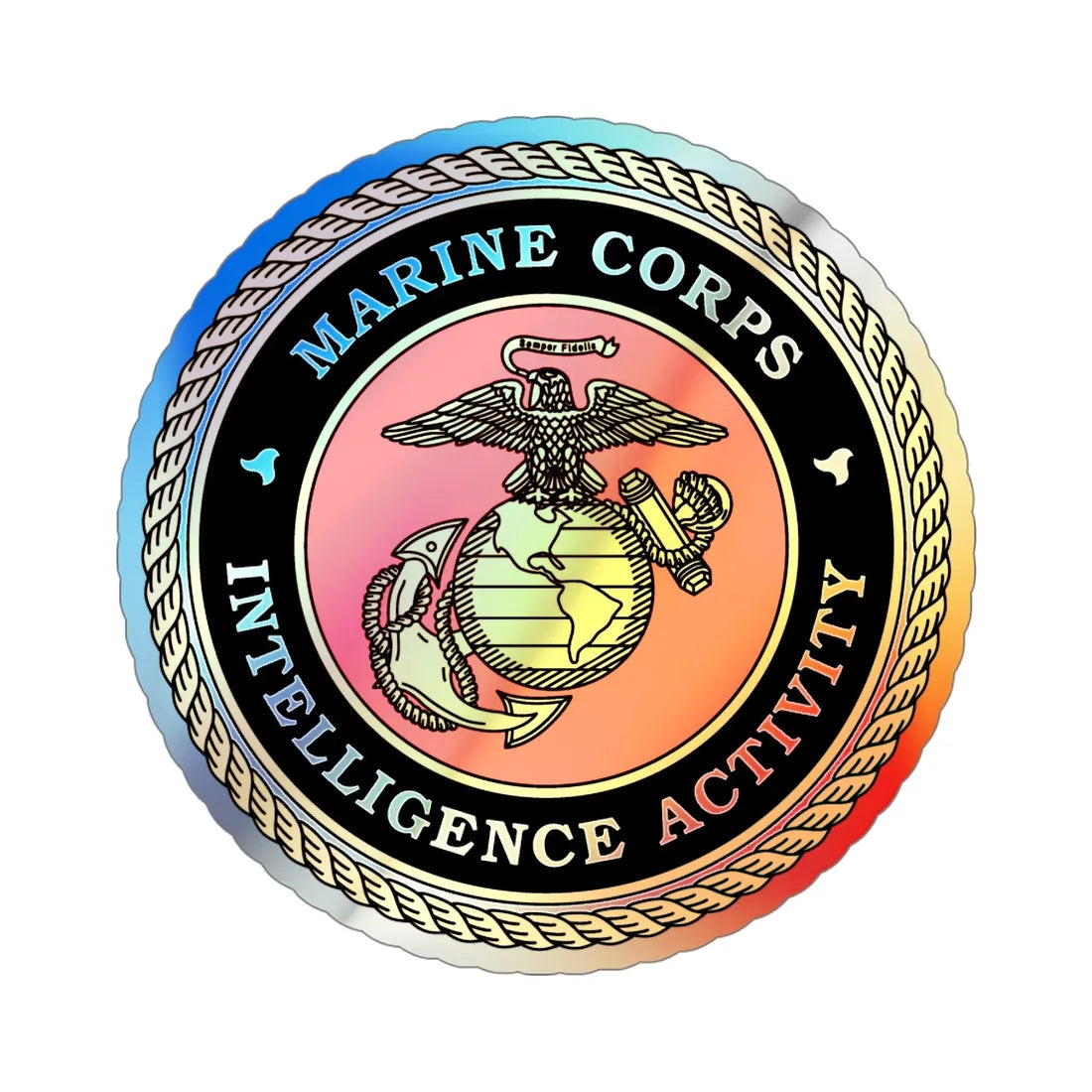 USMC Intell Acticity (USMC) Holographic STICKER Die-Cut Vinyl Decal 5 Inch Holographic - The Sticker Space