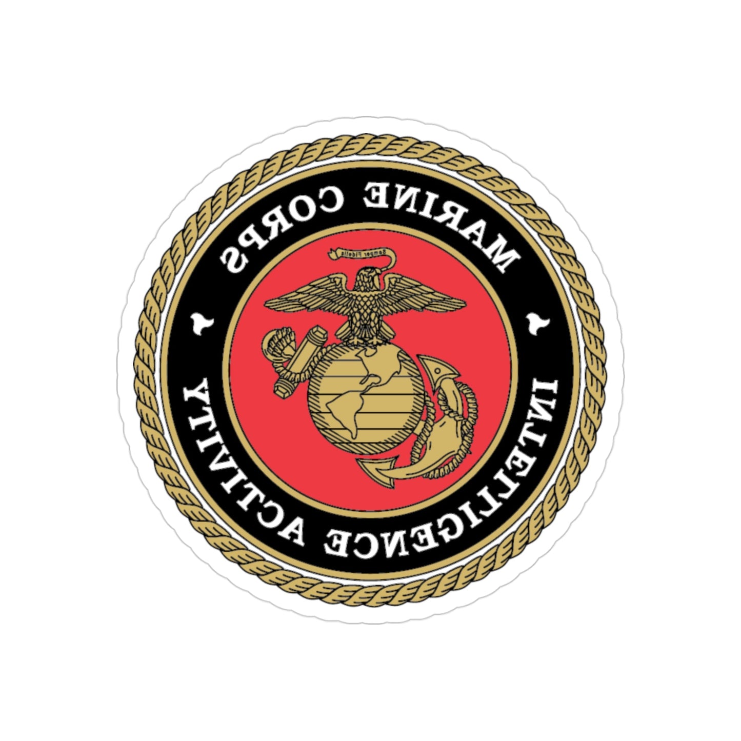 USMC Intell Acticity (USMC) REVERSE PRINT Transparent STICKER-3" × 3"-The Sticker Space