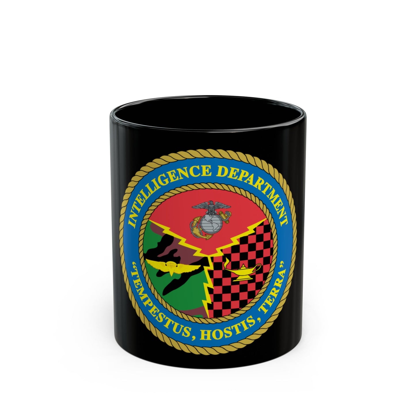 USMC Intell Dept (USMC) Black Coffee Mug-11oz-The Sticker Space