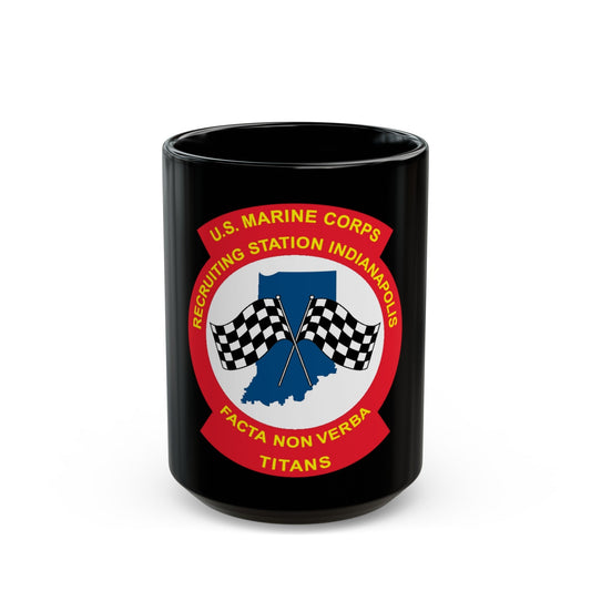 USMC Recruiting Station Indianapolis (USMC) Black Coffee Mug-15oz-The Sticker Space