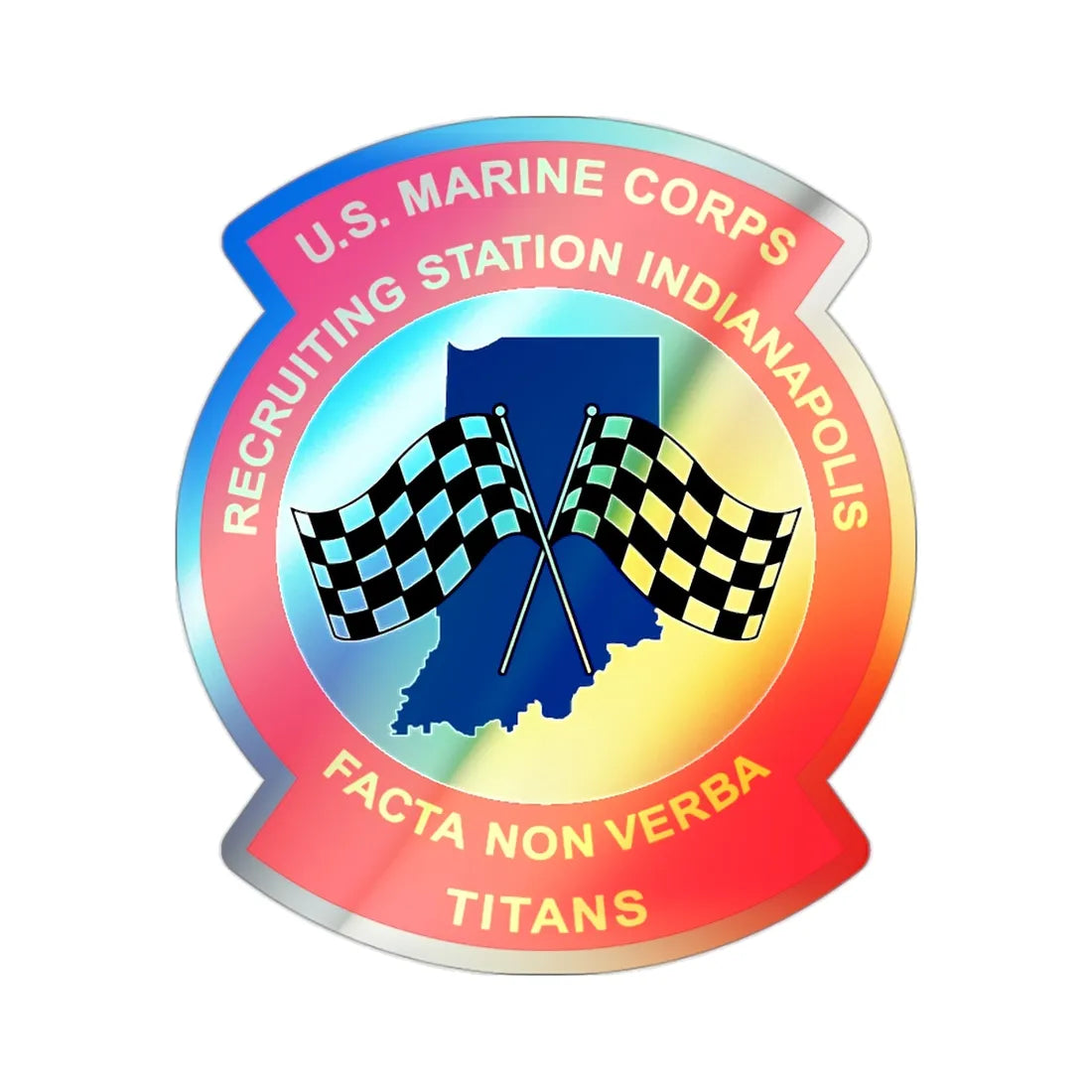 USMC Recruiting Station Indianapolis (USMC) Holographic STICKER Die-Cut Vinyl Decal 2 Inch Holographic - The Sticker Space