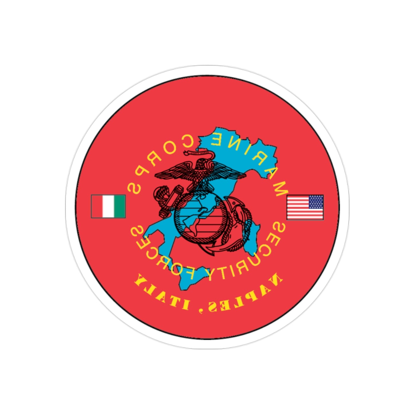 USMC Sec Forces Naples (USMC) REVERSE PRINT Transparent STICKER-2" × 2"-The Sticker Space